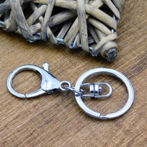 Baza breloka obrotowa z karabińczykiem z metalu 65x30mm ciemna srebrna (1szt.)