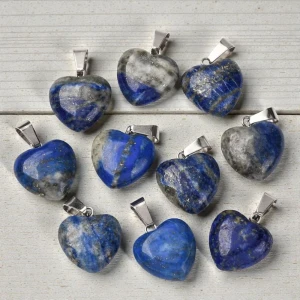 Zawieszka lapis lazuli serce 24x16mm okucie ciemne srebrne (1szt.)