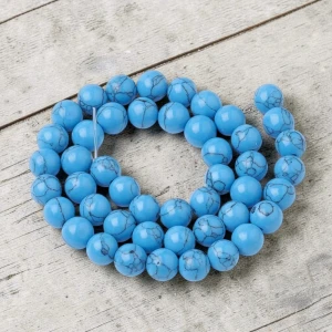 Turkus niebieski syntetyczny kulki 8mm (45szt.)