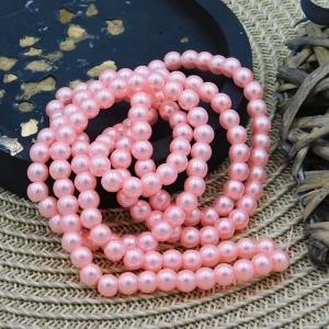 Perełki kulki ze szkła 6mm jasne różowe (135szt.)