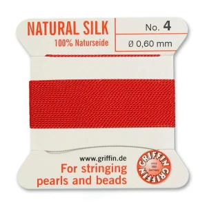 Nici jedwabne Griffin z igłą 0.60mm czerwone (2metry)