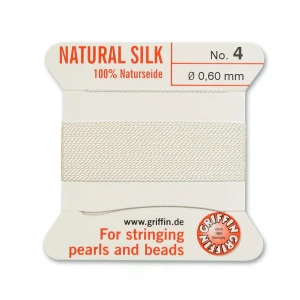 Nici jedwabne Griffin z igłą 0.60mm białe (2metry)