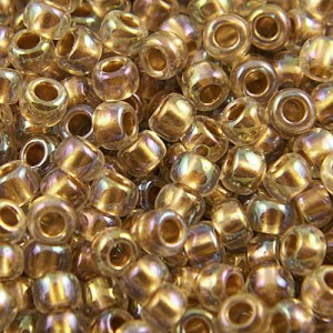 TOHO Round 15/0 Gold-Lined Rainbow Crystal (5g)