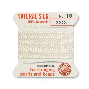 Nici jedwabne Griffin z igłą 0.90mm białe (2metry)