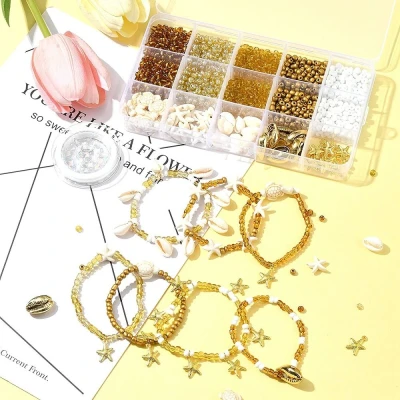 bransoletki-z-muszelkami-zestaw-koralikow-zloty