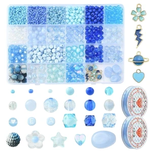 Zestaw koralików akrylowych z literkami niebieski do bransoletek (1 zestaw)