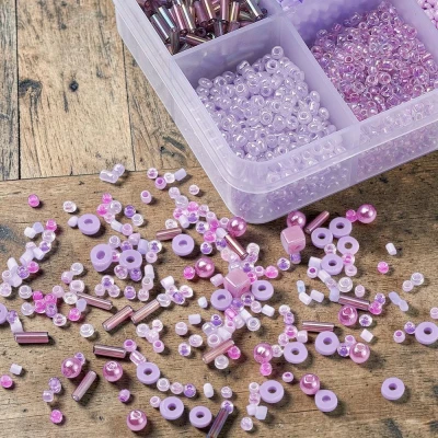 koraliki-polimerowe-plaskie-pastylki-heishi-liliowe-zestaw