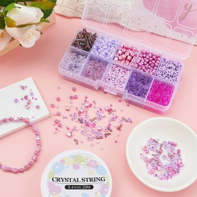 koraliki-szklane-drobne-seed-beads-fuksja-zestaw