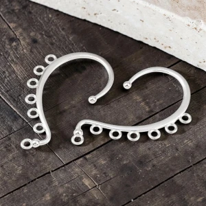 Bazy do kolczyków nausznice z kółkami do podwieszania z metalu 56x33mm srebrne (2szt.)