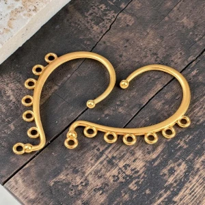 Bazy do kolczyków nausznice z kółkami do podwieszania z metalu 56x33mm złote (2szt.)