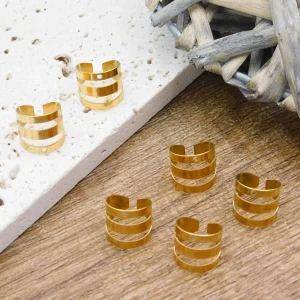 Nausznice zaciskowe z otworem do podwieszania 11x10mm stal chirurgiczna pozłacana (2szt.)