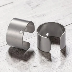 Nausznice gładkie zaciskowe z otworem 10x9mm stal chirurgiczna ciemna srebrna (2szt.)