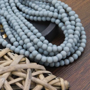 Szare koraliki szklane 6 mm kulki nieprzezroczyste do biżuterii Handmade (65szt.)