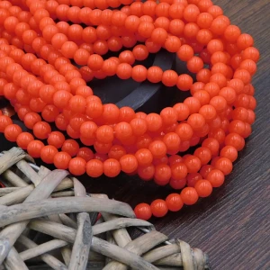 Koralowe koraliki szklane 6 mm kulki nieprzezroczyste do biżuterii Handmade (65szt.)