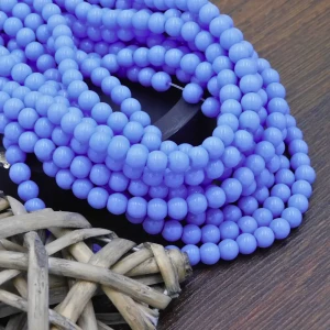 Błękitne koraliki szklane 6 mm kulki nieprzezroczyste do biżuterii Handmade (65szt.)