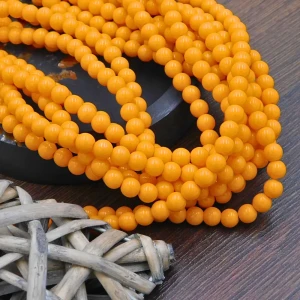 Jasnopomarańczowe koraliki szklane 6 mm kulki nieprzezroczyste do biżuterii Handmade (65szt.)