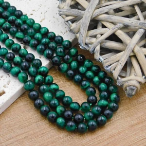 Tygrysie Oko zielone kulki gładkie 6mm (6szt.)