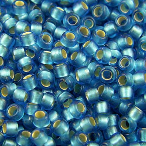 TOHO Round 8/0 Silver-Lined Frosted Dark Aquamarine (10g)