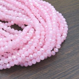 Koraliki szklane oponki fasetowane 4x3mm jasny róż AB (110szt.)