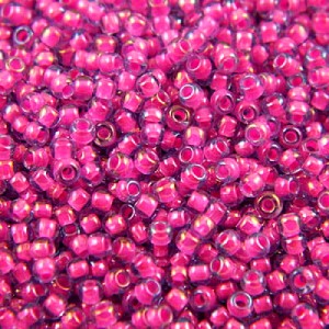 Koraliki TOHO Round 11/0 Luminous Lt Sapphire/Neon Pink Lined (10g)