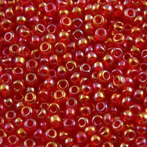 Koralliki TOHO Round 8/0 Trans-Rainbow Siam Ruby (10g)