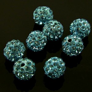Kula Shamballa ze szklanymi cyrkoniami 10mm niebieska (1szt.)