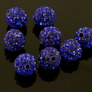 Kula Shamballa ze szklanymi cyrkoniami 10mm kobaltowa (1szt.)