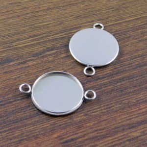 Łącznik baza oprawa ze stali nierdzewnej do kaboszonów okrągłych 20mm ciemne srebro (1szt.)