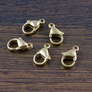 Złote zapięcie karabińczyk stal chirurgiczna pozłacana 12x7mm (1szt.)