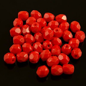 Czeskie koraliki szklane Fire Polish 3mm Opaque Red (40szt.)