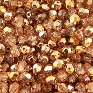 Czeskie koraliki szklane Fire Polish 3mm Apollo Gold (40szt.)