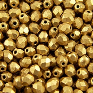 Czeskie koraliki szklane Fire Polish 3mm Matte Metallic Flax (40szt.)