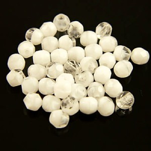 Czeskie koraliki szklane Fire Polish 3mm Crystal/White (40szt.)