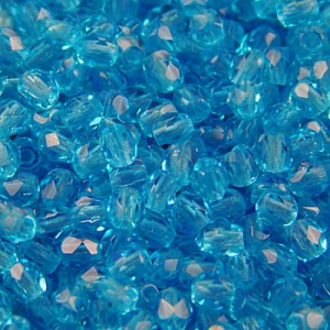 Czeskie koraliki szklane Fire Polish 3mm Dark Aquamarine (40szt.)
