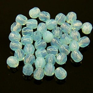 Czeskie koraliki szklane Fire Polish 3mm Milky Aquamarine (40szt.)