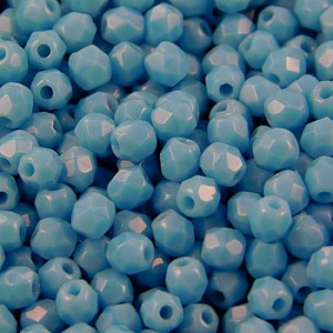 Czeskie koraliki szklane Fire Polish 3mm Opaque Light Blue (40szt.)