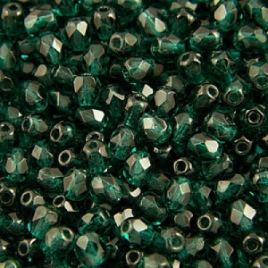 Czeskie koraliki szklane Fire Polish 3mm Dark Emerald (40szt.)