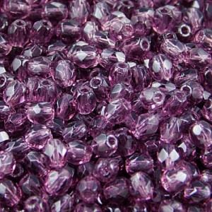 Czeskie koraliki szklane Fire Polish 3mm Dark Amethyst (40szt.)