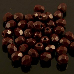 Czeskie koraliki szklane Fire Polish 3mm Opaque Cocoa Brown (40szt.)