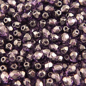 Czeskie koraliki szklane Fire Polish 3mm Tanzanite (40szt.)
