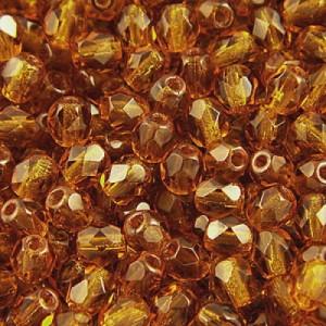 Czeskie koraliki szklane Fire Polish 3mm Dark Topaz (40szt.)