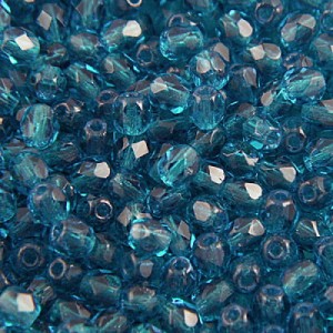 Czeskie koraliki szklane Fire Polish 3mm Capri Blue (40szt.)