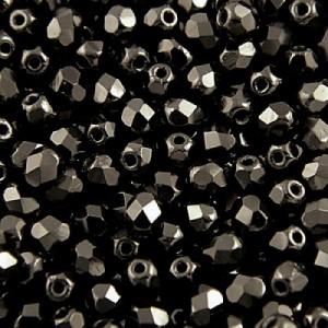 Koraliki szklane czeskie Fire Polish 3mm czarne (40szt.)