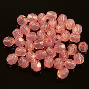 Koraliki szklane czeskie Fire Polish 3mm Milky Pink (40szt.)