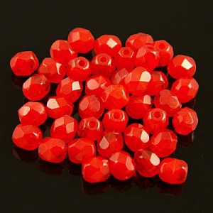 Koraliki szklane czeskie Fire Polish 3mm Opal Red (40szt.)
