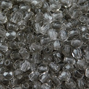 Koraliki szklane czeskie Fire Polish 3mm Light Black Diamond (40szt.)