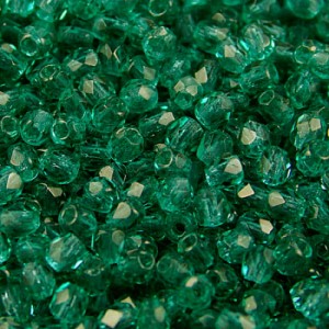 Koraliki szklane czeskie Fire Polish 3mm Emerald (40szt.)