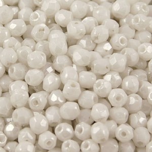 Koraliki szklane czeskie Fire Polish 3mm Luster Alabaster (40szt.)