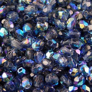 Koraliki szklane czeskie Fire Polish 3mm Montana Blue AB (40szt.)
