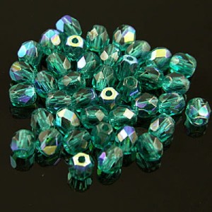 Koraliki szklane czeskie Fire Polish 3mm Emerald AB (40szt.)